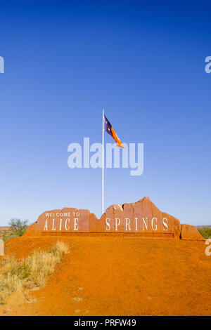 Bienvenue sur Alice Springs, Australie signe Banque D'Images