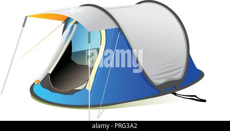 Le camp ou le camping ont tendance isolé sur fond blanc Illustration de Vecteur