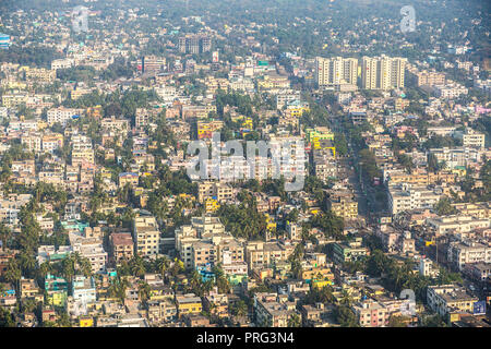 Vue aérienne sur zone résidentielle de Kolkata, Inde Banque D'Images