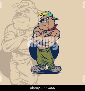 Bulldog Cartoon Mascot Character Vector personnage animal. Illustration de Vecteur