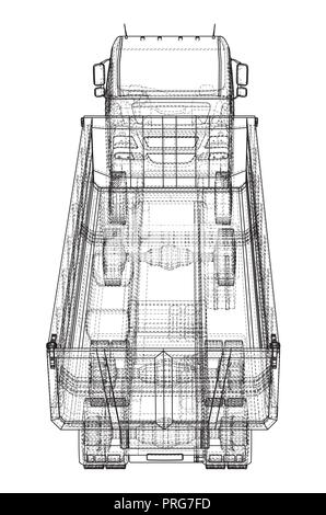 Semi-remorque benne sketch isolé sur fond blanc Illustration de Vecteur