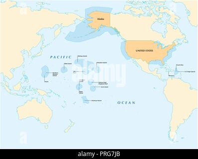 Zone insulaire carte vectorielle des États-Unis. Illustration de Vecteur