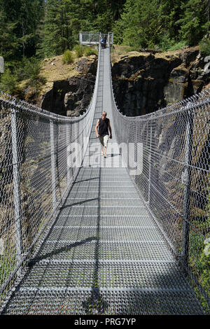 Suspension d'Elk Falls Bridge, l'île de Vancouver, Canada Banque D'Images