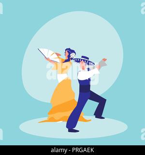 Couple de danseurs de flamenco vecteur icône isolé illustration design Illustration de Vecteur