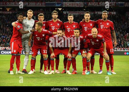 Munich, Bavière. 2e oct, 2018 : 02.10.2018 Fuvuball. firo, Football : Ligue des Champions, Saison 2018/2019 Phase groupe CL, première étape FC Bayern Munich - Ajax Amsterdam, le FC Bayern, Munich, Munich, Teamfoto | Conditions de crédit dans le monde entier : dpa photo alliance/Alamy Live News Banque D'Images