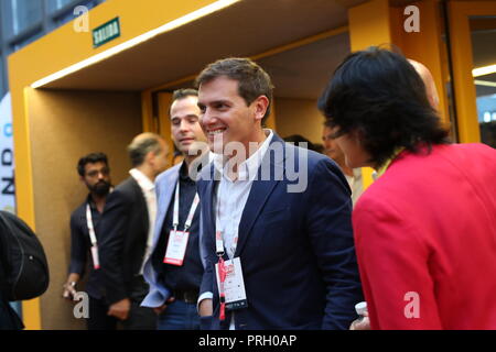 Madrid, Espagne. 3 octobre, 2018. Le président du parti politique 'citoyens', ALBERT RIVERA. Sommet du Sud est la principale plate-forme mondiale de l'innovation qui relie plus innovantes du sud de l'Europe et l'Amérique latine au monde"s plus puissants, les investisseurs et les entreprises, qui sont à la recherche de la prochaine grande chose le Oct 3, 2018 à Madrid, Espagne Credit : Jesús Encarna/Alamy Live News Banque D'Images