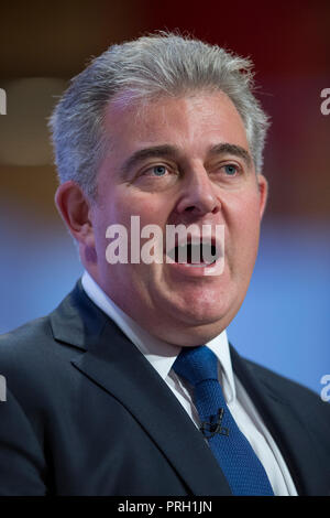 Birmingham, UK. 3 octobre 2018. Brandon Lewis, chef du parti conservateur, Ministre sans portefeuille et député conservateur de Great Yarmouth, prend la parole à la conférence du parti conservateur à Birmingham. © Russell Hart/Alamy Live News. Banque D'Images