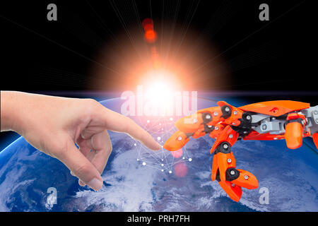 Et l'ère des technologies de l'automatisation robotique connecté pour monde futur concept.éléments de cette image fournie par la NASA Banque D'Images