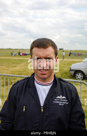 Pilote Scott Loughran, RAF, pilote de la Royal Air Force Typhoon Display, maintenant membre du Conseil de gestion de 2RTD et chef de la gestion du projet Scimitar Banque D'Images