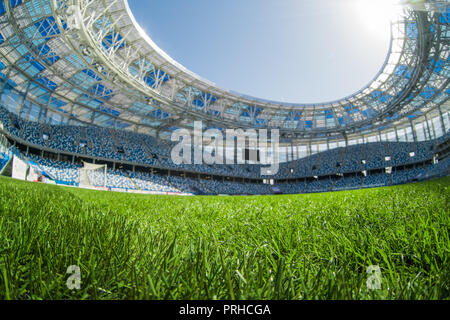 Stadium, Close up sur l'herbe verte fraîche. Banque D'Images