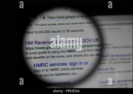 Le HM Revenue & Customs website vu o Google Banque D'Images