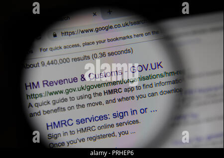 Le HM Revenue & Customs website vu o Google Banque D'Images