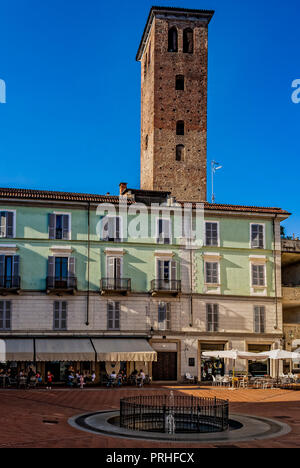 Italie Piémont Novara broletto ancienne, le Palazzo Vecchio, la tour municipale, Banque D'Images