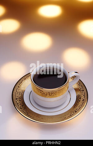 Café régulier dans une tasse sur un fond blanc. Banque D'Images