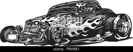 Classic retro sex-rod voitures, isolé sur fond. cartoon Vector Illustration design Illustration de Vecteur