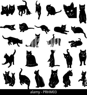 Silhouette de chat collection. Vector Illustration. Illustration de Vecteur