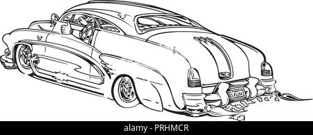 Classic retro sex-rod voitures, isolé sur fond. cartoon Vector Illustration design Illustration de Vecteur