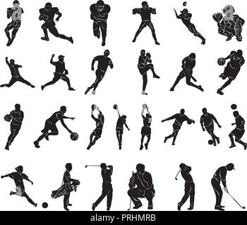 Ensemble de personnes sportives Silhouettes collection. Vector Illustration. Illustration de Vecteur