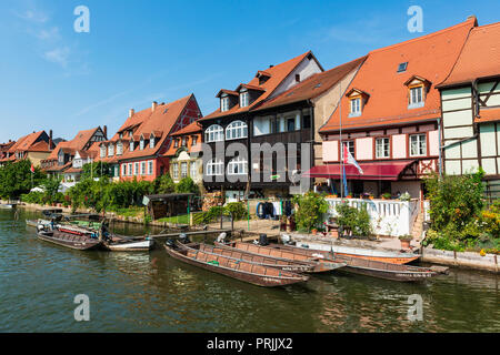 Quartier de la vieille ville de la Petite Venise sur les rives de la Regnitz, Bamberg, Haute-Franconie, Franconia, Bavaria, Germany Banque D'Images