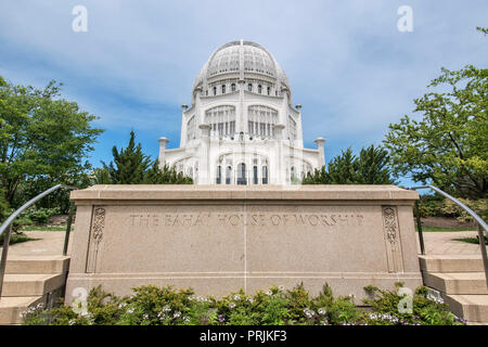 Le bâtiment sacré maison de culte, Bahai Temple Bahai, le suiveur de Bahá'íe, Evanston, Illinois, États-Unis Banque D'Images