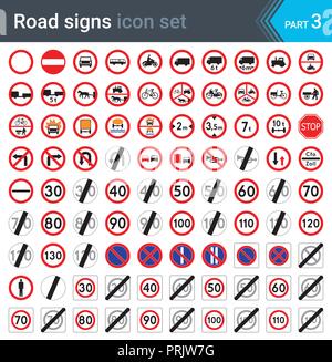 La signalisation routière isolé sur fond blanc. La limite de vitesse et d'interdiction des signes. Le trafic de haute qualité de la signalisation routière. Illustration de Vecteur