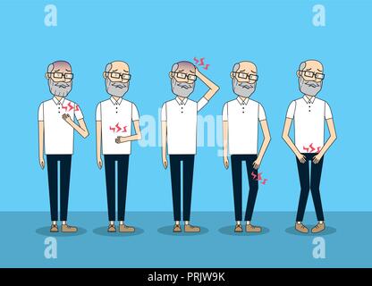 Vieil homme à la maladie prévention diagnostic Illustration de Vecteur