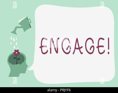 Main conceptuel écrit, indiquant s'engager. Texte photo entreprise participer participer proposition de mariage d'employer une personne. Banque D'Images