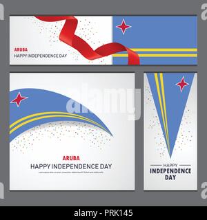 Heureux le jour de l'indépendance d'Aruba et jeu de fond de bannière Illustration de Vecteur