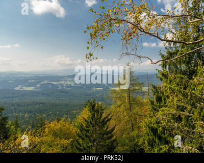 Vue de Hennenkobel Zwiesel-Rabenstein, sommet de montagne, forêt de Bavière, Allemagne Bavière Banque D'Images