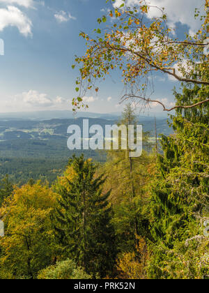 Vue de Hennenkobel Zwiesel-Rabenstein, sommet de montagne, forêt de Bavière, Allemagne Bavière Banque D'Images