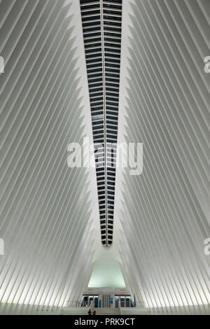 L'intérieur de la gare d'Oculus, le centre-ville de New York, Manhattan, USA Banque D'Images