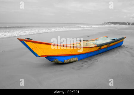 Un bateau sur un océan plage de couleur sélective. Banque D'Images