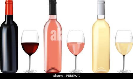 Bouteilles et verres de vin Illustration de Vecteur