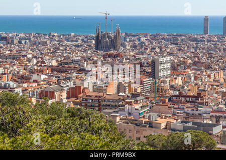 Vue aérienne de Barcelone, Catalogne, Espagne. Banque D'Images