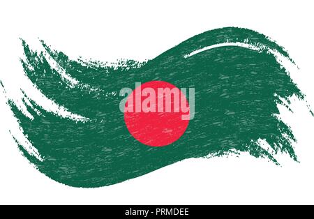 Drapeau national du Bangladesh, conçu à l'aide de coups de pinceau,isolé sur un fond blanc. Vector Illustration. Illustration de Vecteur