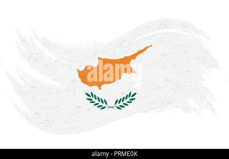 Drapeau national de Chypre, conçu à l'aide de coups de pinceau,isolé sur un fond blanc. Vector Illustration. Illustration de Vecteur