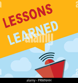 Signe montrant les leçons tirées du texte. Photo conceptuelle promouvoir partager et utiliser les connaissances issues de l'expérience. Banque D'Images