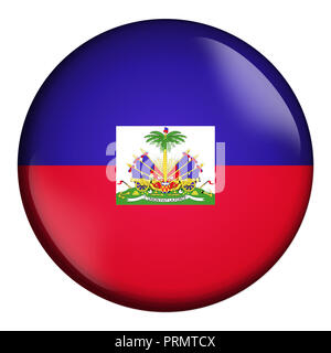 Icône de cercle, d'un drapeau d'Haïti isolé sur fond blanc. Banque D'Images