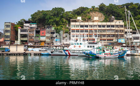 Keelung, Taïwan - septembre 5, 2018 : port de pêche de la ville de Keelung Banque D'Images