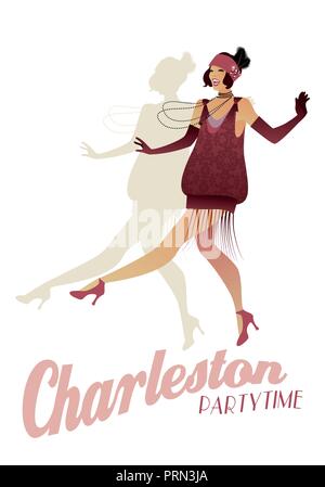 Clapet élégant. Femme élégante portant des vêtements de style années 20 charleston danse Illustration de Vecteur