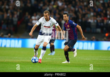 Londres, Royaume-Uni. 3 octobre, 2018. Londres, Royaume-Uni, le 3 octobre 2018. Tottenham Hotspur Harry Kane lors de Ligue des Champions Groupe B match entre Tottenham Hotspur et le FC Barcelone au stade de Wembley. Londres : Crédit photo Action Sport / Alamy Live News Banque D'Images