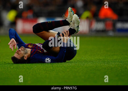 Gerard Pique de Barcelone match du groupe B de la Ligue des Champions entre Tottenham Hotspurs et le FC Barcelone au stade de Wembley sur Octobre 03, 2018 à Londres, en Angleterre. Banque D'Images