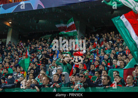 Moscou, Russie. 3 octobre, 2018. Ligue des Champions : le Lokomotiv Moscou v Schalke 04. Fans de crédit : le Lokomotiv Moscou Alex Cavendish/Alamy Live News Banque D'Images