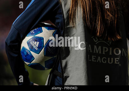 Wanda Metropolitano, Madrid, Espagne. 3e oct, 2018. Ligue des Champions de football, l'Atletico Madrid contre le Club de Bruges, le ballon officiel du match : Action Crédit Plus Sport/Alamy Live News Banque D'Images