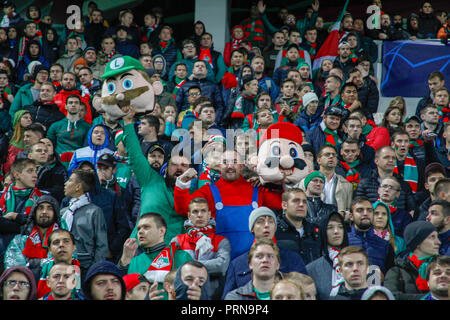 Moscou, Russie. 3 octobre, 2018. Ligue des Champions : le Lokomotiv Moscou v Schalke 04. Fans de crédit : le Lokomotiv Moscou Alex Cavendish/Alamy Live News Banque D'Images
