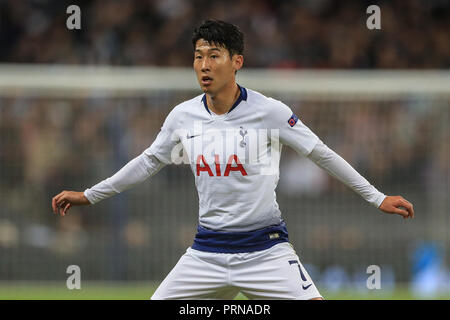 Londres, Royaume-Uni. 3 octobre 2018, au stade de Wembley, Londres (Angleterre), Ligue des Champions, Tottenham v Barcelone ; Fils Heung-min (07) de Tottenham Crédit : Mark Cosgrove/News Images Banque D'Images