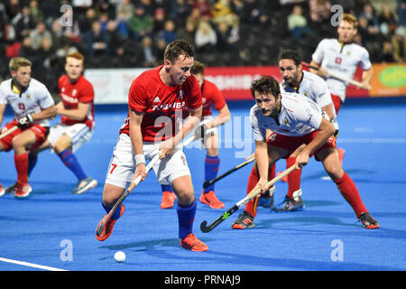 Londres, Royaume-Uni. 3 octobre, 2018. Au cours de l'Anniversaire International en partenariat avec : les téléviseurs Toshiba 2018 Men's Test Matches entre la Grande Bretagne et la Belgique le mercredi, 03 octobre 2018. Londres, Angleterre. (Usage éditorial uniquement, licence requise pour un usage commercial. Aucune utilisation de pari, de jeux ou d'un seul club/ligue/dvd publications.) Crédit : Taka Wu/Alamy Live News Banque D'Images