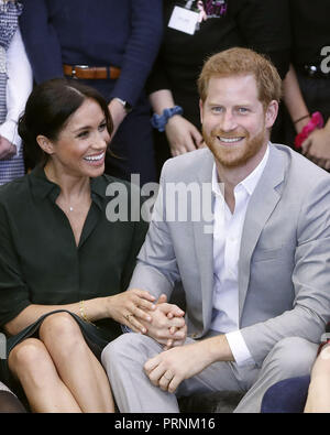 Le duc et la duchesse de Sussex à l'Joff Peacehaven, centre jeunesse, East Sussex, dans le cadre de leur première visite officielle au Sussex. Banque D'Images