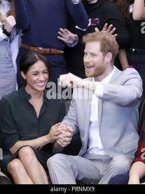 Le duc et la duchesse de Sussex à l'Joff Peacehaven, centre jeunesse, East Sussex, dans le cadre de leur première visite officielle au Sussex. Banque D'Images