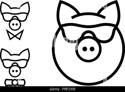 Porc à la mode Icône vecteur minimaliste. Année du cochon - 2019. Joyeux Noël et Bonne Année Éléments de conception. Ressource pour la création de cartes postales, calendriers ou des affiches, des présentations ou des bannières. Illustration de Vecteur